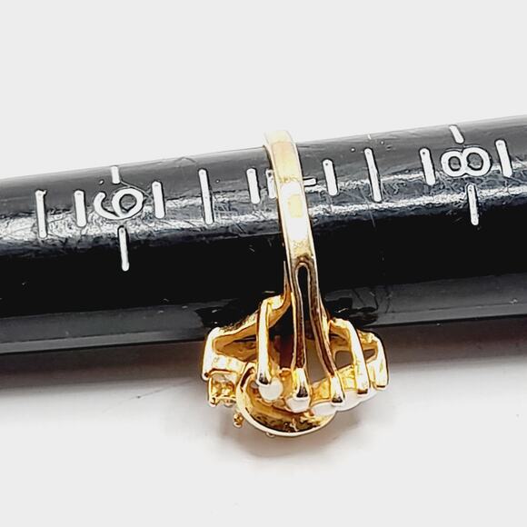 Vintage Gold Tone Ring Clear Rhinestones & Opal Glass Cabochons Size 7 - Picture 8 of 9